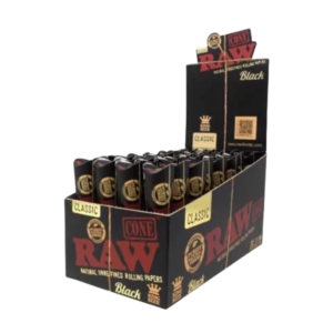 Raw + Tips Black King Size Pre Rolled Cones